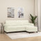 Willood 3-Sitzer-Sofa mit Hocker Creme 180 cm SamtMit dickem Kissen, Fußhocker Polster