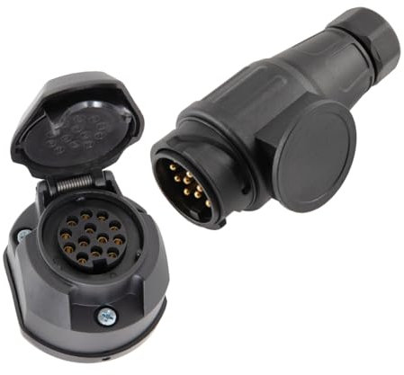 Woola Anhänger Stecker und Steckdose 13 Polig,12V 13 Pol Anhängerkupplung Anschluss Adapter für Trailer Wohnwagen RV PKW Zubehör