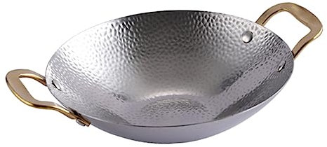 CRILSTYLEO Pentola Acciaio Inossidabile Con Manici Doppio Wok Resistente Per Cucina Domestica e Ristoranti Adatta Gas Ed Elettrico Perfetta Per Barbecue e Piccoli Pasti