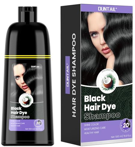 Schwarzes Haarfärbeshampoo 3 in 1, Haarfärbeshampoo für graue Haare – Sanfte Formel, Haarfärbeshampoo für graue Haare, Kräuterbestandteile, Schwarzes Ergebnis in zwanzig Minuten (Schwarz, 16,9 Fl Oz)