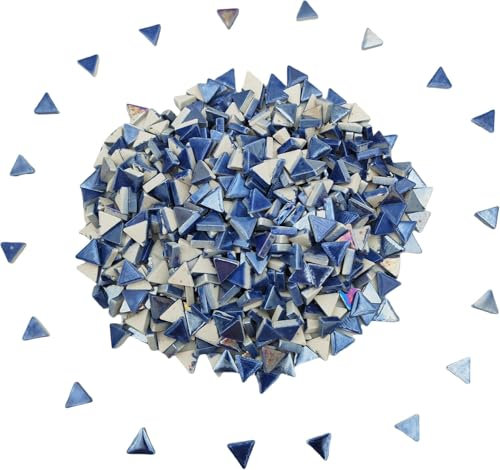 Piastrelle per mosaico in ceramica a triangolo equilaterale da 0,5 kg, 800 pezzi di piastrelle per mosaico iridescente, per mosaico fai da te, decorazione per casa ed esterni (blu arcobaleno)