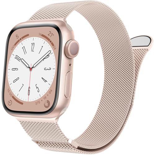 MARGE PLUS Compatibile con cinturino Apple Watch serie 10, Ultra 2, SE, Ultra 9 8 7 6 5 4, donne e uomini, chiusura magnetica in rete in acciaio inox, ricambio per cinturini iWatch da 38 mm, 40 mm, 41