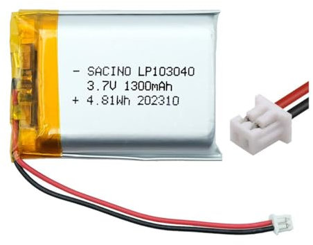 EFASO 103040 3.7V 1300mAh PCM JST PH1.25-2P Ricaricabile Batteria di ricambio per prodotti elettronici fai da te da 3.7-5V Dispositivo di accumulo di energia mobile