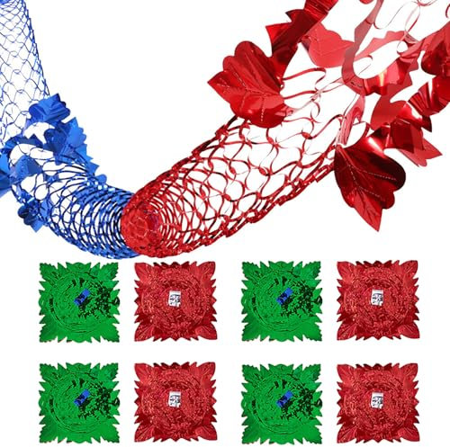 Dinghaole 8 pcs christmas ceiling decorations,Colourfull Christmas Hanging Decorations for Indoor Outdoor(2.8m /9ft),foil christmas decorations,christmas streamers