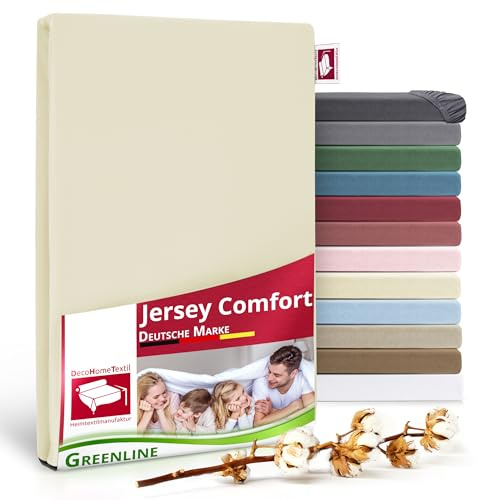 DecoHomeTextil Spannbettlaken, Champagner Double (2X) 90-100x200 cm | Greenline Serie, Premium Jersey, 100% Baumwolle, Bettlaken, Spannbetttuch