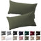 Soifox Kissenbezug 40x70 2er Set - Olivgrün kopfkissenbezug Für Kissen 40 x 70 cm 100% Mikrofaser Resistent und Hypoallergen Kissenbezüge mit Reißverschluss