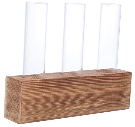 Glaspflanzgefäß aus Glas und Holz für Hydrokultur, Braun