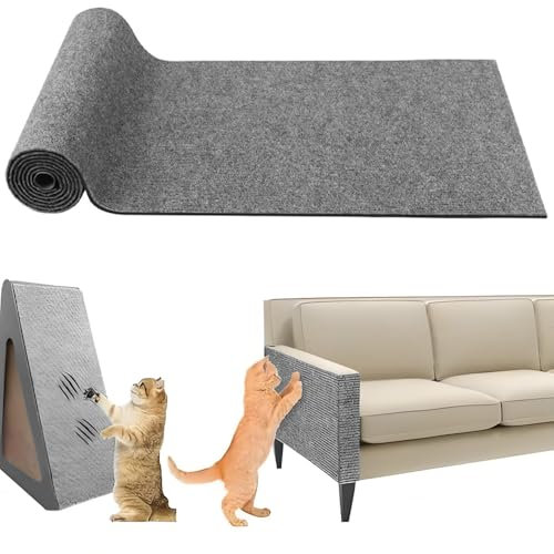Cat Scratching Mat, 30cm x 200cm Climbing Cat Scratcher for Cats Clibing Wall Corner Sofa(Grey)