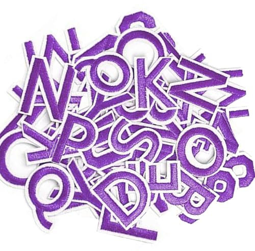 72pcs Iron on Letters and Numbers Patches Letter Patch A-Z Numbers 0-9 Applique for Clothing Hat Backpacks Bags Jacket Jeans (Purple)