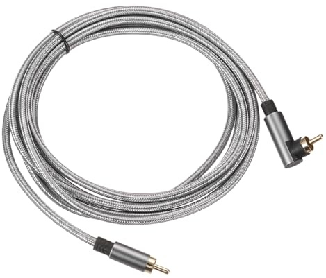 DMiotech 90 Degree RCA Cable 10ft, RCA Subwoofer Cable Dual Shielded Stereo Audio Cord for Home Theater, HDTV, Speakers, Hi-Fi Systems, Amplifiers