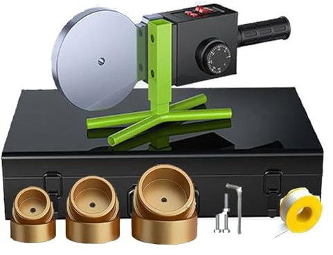 Rohrfusion Schweißmaschine (75-90-110), 3M Anti-Warm-Up Stromkabel, mit 3 Düsenköpfen + Konstante Temperatur + Knopfeinstellung, Schwarz