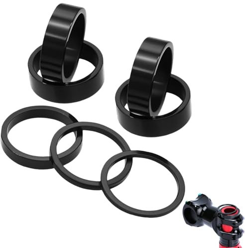 Entretoise de Direction en Aluminium, Entretoise de Casque de Vélo, Rondelles de Potence 1 1/8, Tige Avant de Fourche Rondelle, Bagues d'Espacement pour VTT Vélo Route/Montagne, 2/3/5/10 mm, 7 Pcs