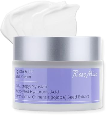VRAIKO Crema de cuello RoscMinc AH-8, ácido hialurónico y aceite de jojoba enriquecido para el cuello, crema reafirmante para suavizar las arrugas, líneas finas y piel hidratante para cuello y pecho
