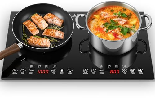 Portable Double Induction Cooktop, 1800W 2 Burner Induction Burner