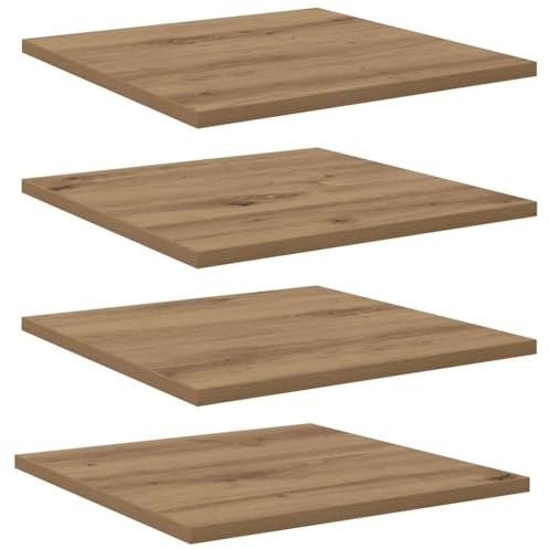 vidaXL Bookshelf Board 4 pcs Brown 40 x 40 x 1.5 cm Engineered wood, Living Room, Modern Bookshelf, Decorative Storage Solutions, Minimalist Design, Space Saver Shelf, Versatile Bookcase