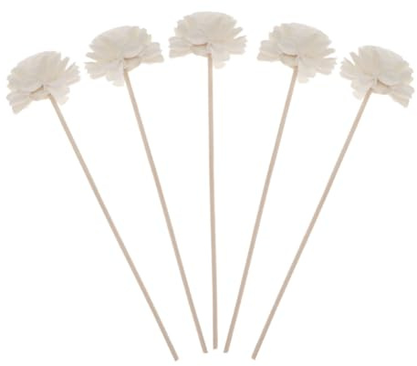 HIAKDOFT 5 Stück Rattanstäbchen Aromadiffusor Stäbchen Schilf Gerade Rattan Mit Blumenkopf Natürliches Aroma Für Raumduft Wohnzimmer Bad Büro
