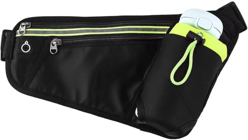 HhBdy Running Belt with Water Bottle, Fanny Pack Adjustable Water Bottle Bag Zipper Pocket, Dog Bag for Walking Waterproof for Suitable for Jogging Hiking Dog Walking and Cycling (Black)