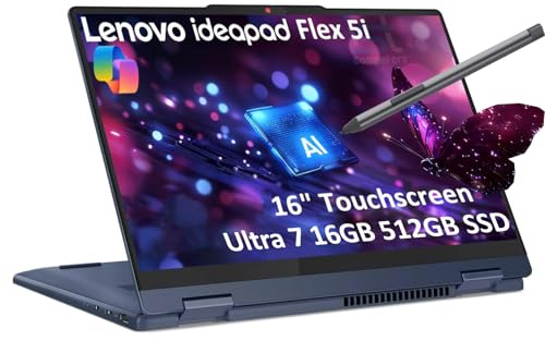 Lenovo IdeaPad Flex 5i 16 2-in-1 Laptop, Ultra 7 255U, 16GB RAM, 512GB SSD