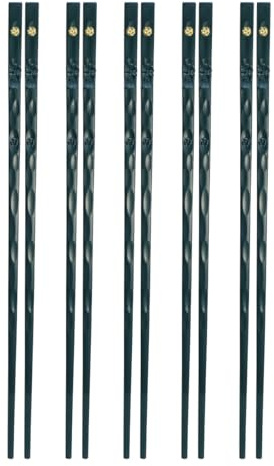 Gurtt 5 Pairs Reusable Fiberglass Chopsticks, Dishwasher Safe, Sushi Non-Slip Chopsticks Set, Green