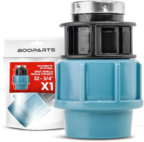 BOOPARTS Raccord Compression Femelle PP Ø32-3/4 (20/27) pour Tube PE | Manchon Polypropylène à Visser Étanchéité Arrosage, Irrigation, Réseau d'Eau Potable