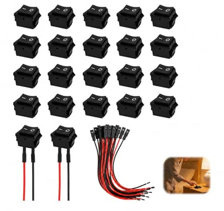 20PCS Mini Wippschalter T85 KCD1-101 Kippschalter 2 Polig, Mini ON/OFF Wippschalter, Solder SPST Umschalter für Elektronik, Zuverlässiger Adapter für Beleuchtung und Elektrische Systeme