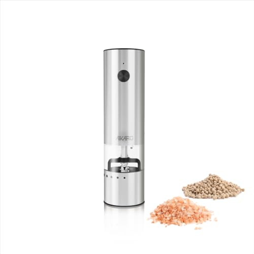 AIKARO - Rechargeable Electric Salt & Pepper Grinder - Portable Automatic Mill with Adjustable Coarseness and Protective Cover