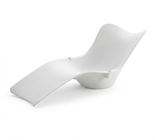 Cribel LETTINO DUBAI Lettino Prendisole Monoblocco in Plastica Bianca, Design Sinuoso ed Ergonomico con Seduta Ondulata e Schienale Integrato, Stile Minimali 183x83.5x71 cm