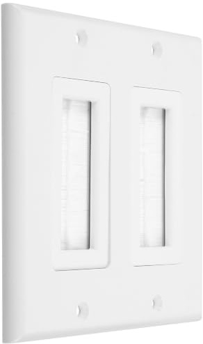 TOYANDONA Plaque Murale Passe-câbles Double Port en Plastique Blanc pour Gestion Discrète et Ordonnée des Fils, Cache-prise Mural pour Montage Tv Mural