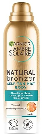 Garnier Ambre Solaire Natural Bronzer Quick Drying Dark Self Tan Body Mist 150ml