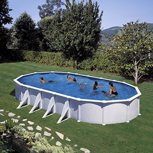 Piscina Gre KITPROV918 Atlantis - Piscina fuori terra in acciaio, ovale, colore bianco. Piscine smontabili per giardino. 915 x 470 x 132 cm.