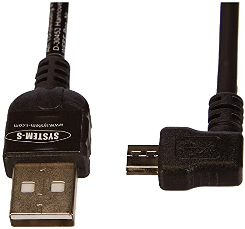 System-S Câble Micro USB câble de données Câble de Charge Angle de fiche coudée 90 ° coudé Spirale 50–135 cm