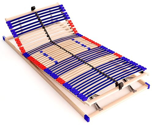 stabiler Lattenrost 100% BUCHE - Kopf- und Fußteil verstellbar - SCHULTERFRÄSUNG, 7 Zonen, 42 Federleisten, Härteregulierung, Mittelgurt - PLUS SLEEP BEST 42® VARIO unmontiert (130x200cm)