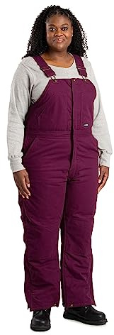 Berne Women's Softstone Duck Insulated Bib Overall, Large Regular, Plum