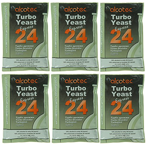 Alcotec 24 Hour Turbo Yeast | Brewers Yeast Powder| Wine Yeast for Wine Making | Dry Yeast | Nutritional yeast | (pack of 6)
