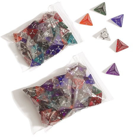 Philos 7510 - Dadi a 4 facce, sacchetto da 50, colore: Trasparente, Modelli/Colori Assortiti, 1 Pezzo