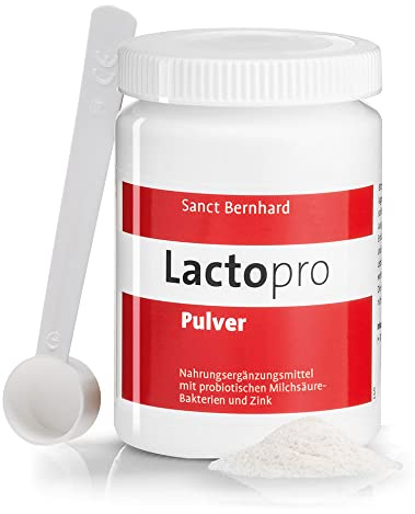 Sanct Bernhard Lactopro Pulver mit sechs verschiedenen probiotischen Bakterien-Kulturen und Zink 60 g