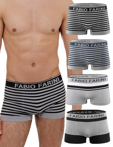 Fabio Farini - 4er-Pack Seamless Boxershorts Unterhosen Männer aus Microfaser, Nahtlose Retroshorts für Herren im Multi-Set - Set 4 XL