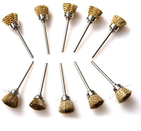 Preamer 20pcs 1/8 Shank Brass Cup Wire Brush Wheel Compatible with Dremel Grinder Rotary Tool