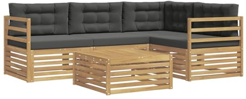 vidaXL Outdoor-Sofagarnitur mit Kissen 5 pcs, Patio Loungeset, modernes Sofa für draußen, wetterbeständiger Gartenspaß, Bequeme Terrassenmöbel