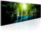 decomonkey Bilder Wasserfall 120x40 cm 1 Teilig Leinwandbilder Bild auf Leinwand Vlies Wandbild Kunstdruck Wanddeko Wand Wohnzimmer Wanddekoration Deko Wald Natur Landschaft