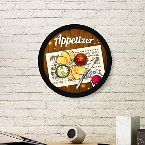 DIYthinker Appetizer Scheibe Brot Wein Runde Bilderrahmen Kunstdrucke von Paintings Startseite Wandtattoo Geschenk Large Schwarz
