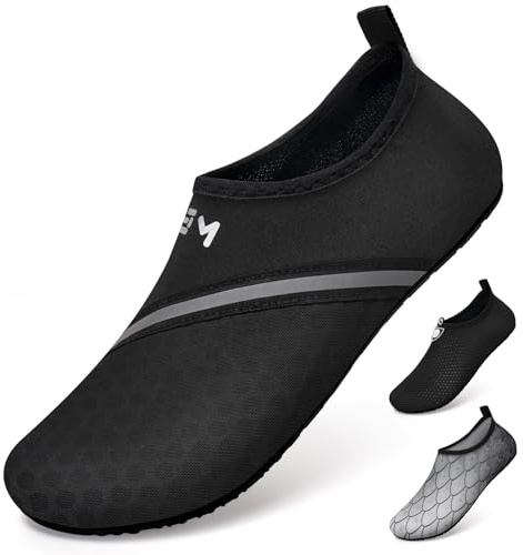 WateLves Beach Swim Aqua Socks Barefoot Water Shoes Swimming Yoga Sea Snorkeling Diving Pool Women Mens Xb Black 11/11.5 UK