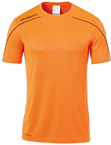 Uhlsport Stream 22 Short Sleeve Jersey Men, Navy/Fluo Red, Moisture Wicking Crew Neck Dry Tech, Size XXXL
