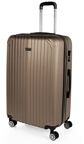 ITACA - Koffer Groß, Koffer Mit Rollen Für Komfortable Reisen Mit Stabiler Bauweise, Modernem Design Und Sicherem Transport Zahlenschloss Erweiterbar., Champagner