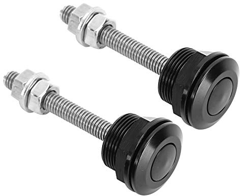 Blocco cofano, Qiilu cofano cofano serratura, 2 pezzi lega di alluminio + ferro universale cappuccio perno cofano serratura a sgancio rapido pulsante paraurti fermi a clip(22mm)