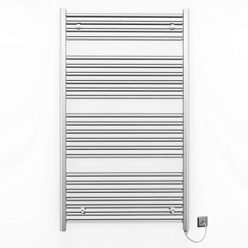 Myhomeware 700mm Wide Chrome Flat Electric Pre-Filled Towel Rail Radiator For Designer Bathroom UK (Elissa 700 * 1200 Flat Electric)