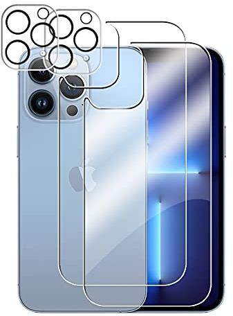 Wookfiss Rückseite Schutzfolie (2)+Kamera Schutzfolie(2) für iphone 13 pro max für, Hinten Schutzfolie 9H Vollabdeckung Zurück Film Anti-Kratzen Displayschutzfolie Klar Rückseite Folie