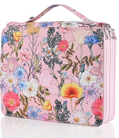 Shulaner Petite trousse à pénis avec 5 fermetures éclair, grande capacité, Fleur rose., 120 Pencil Case, Rangement :