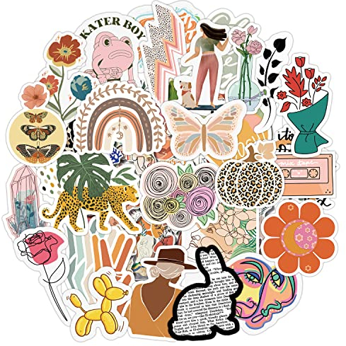 Aufkleber 100 Stück Boho Sticker Set,Minimalism VSCO Aesthetic Theme,Wasserdichte Vinyl Sticker für Handyhülle Laptop Scrapbook Skateboard Koffer ipad Macbook Journal Tassen Flasche Helme PC usw