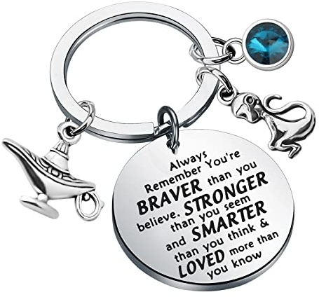 KEYCHIN Jasmine Princess Movie Keychain You Are Braver Stronger Smarter Than You Think Jewelry Jasmin und Aladdin Fans Geschenke, Aladdin K-s, L